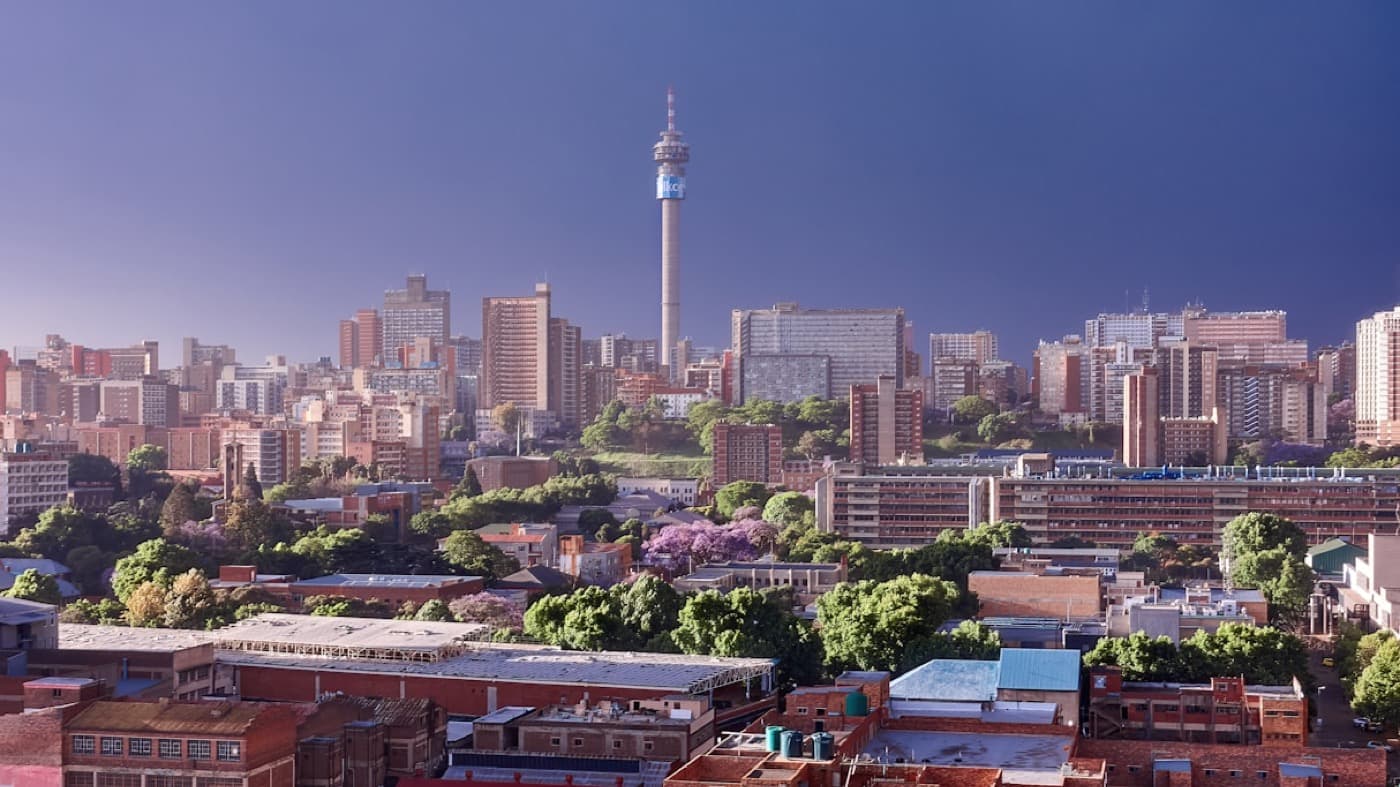 City skyline representing global business reach