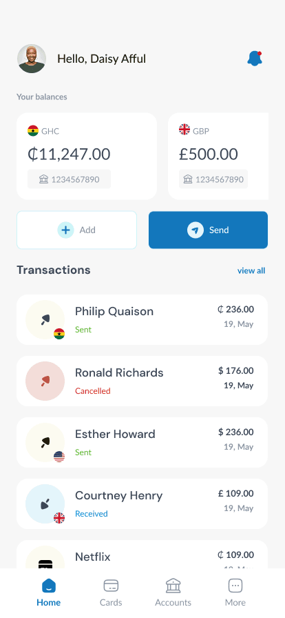 Syka virtual account balances and transactions